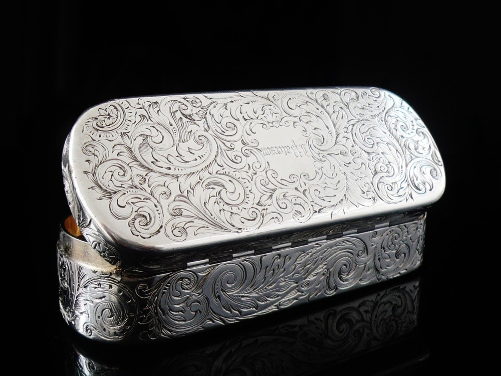 Sterling Silver Snuff Box, Taylor & Perry, Hallmarked Birmingham 1839