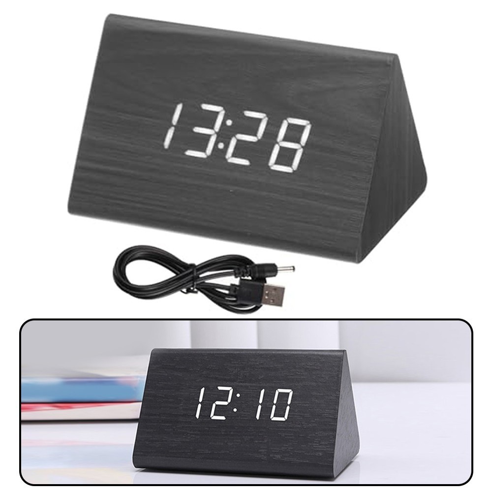 Convenient Alarm Function Wood Clock LED Digital Display Adjustable Brightness