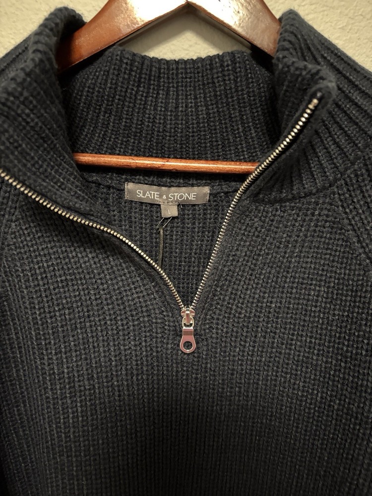 Slate & Stone Navy Half-Zip Waffle Knit Pullover NWT Size: Large