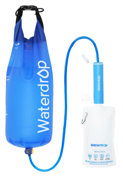 Waterdrop Gravity Water Filter Straw, Camping Water Filtration System, Blue