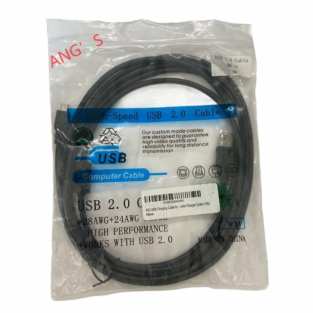 Sony PlayStation PS3 Wireless Controller Remote Control USB Charger Cable 10Feet