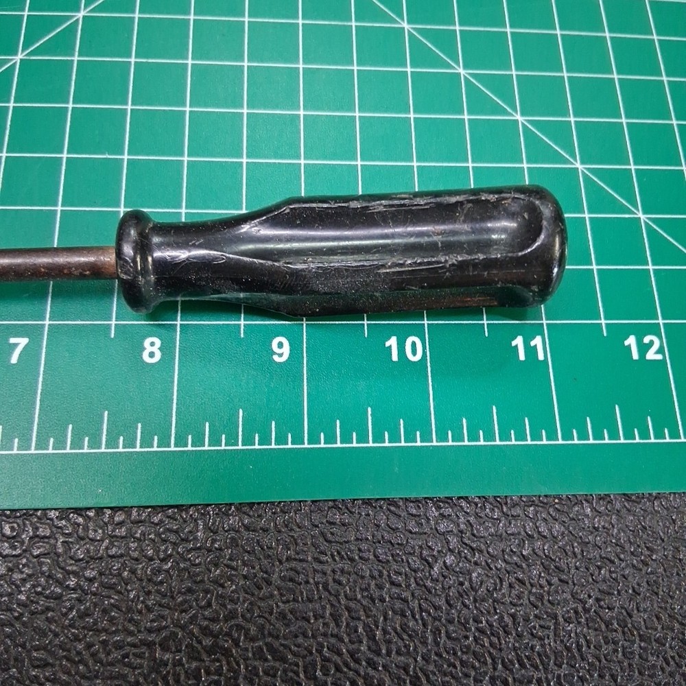 Vintage Black Plastic Handle 7" Slotted Flat Head Tip Screwdriver