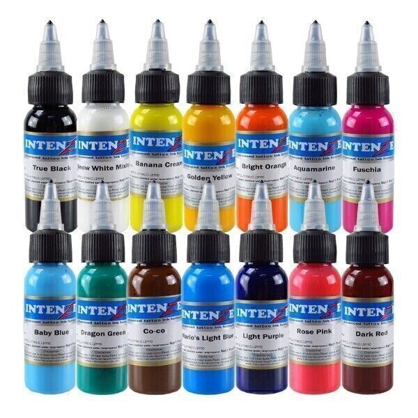 Intenz Permanent Makeup Ink Set - 14 Colors, 30ml/1oz Bottles, USA Authentic