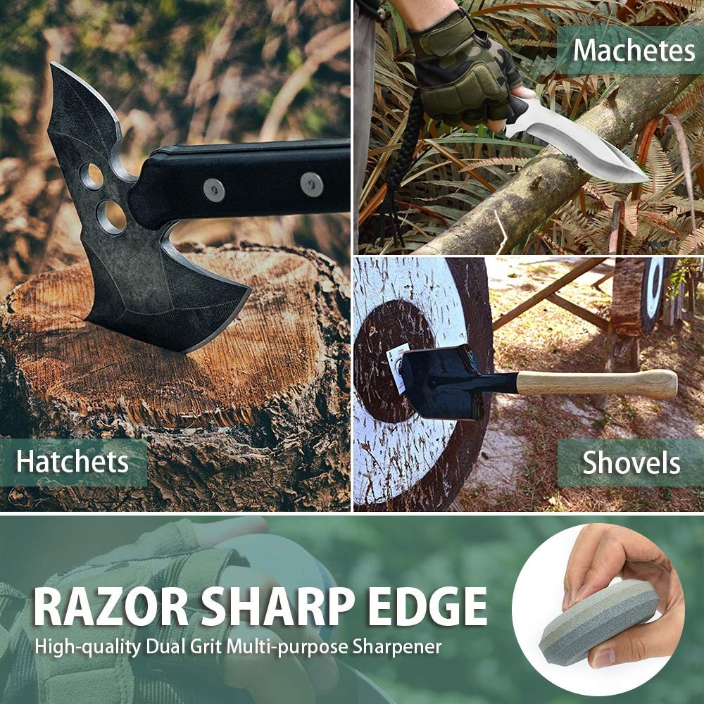 Nedfoss Dual Grit Sharpening Puck for Axe Hatchet with Sheath