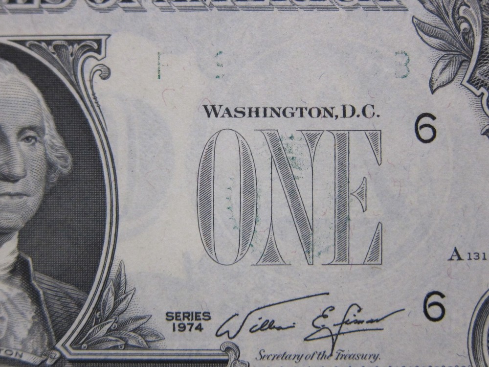 1974 $1 Error Note Insufficient Ink 3rd Printing