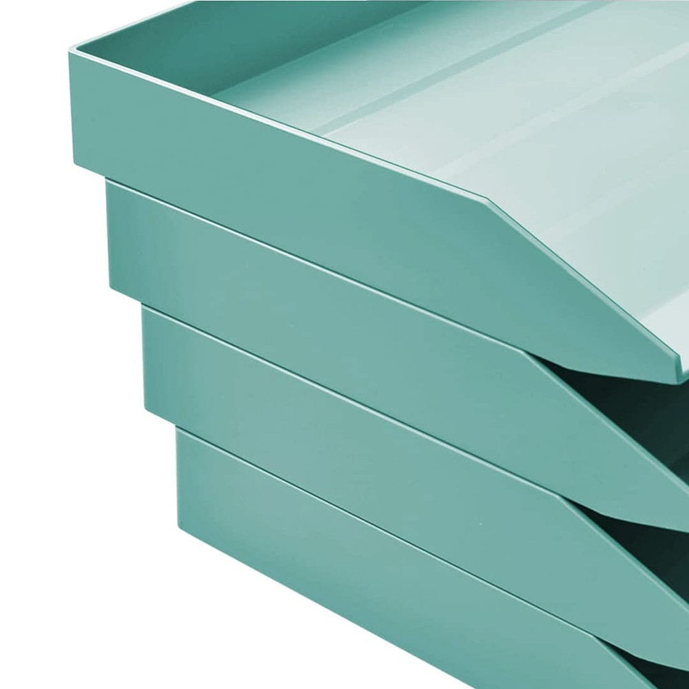 Stackable Letter Tray Single Side Load, Plastic, Desktop File Organizer (Soli...