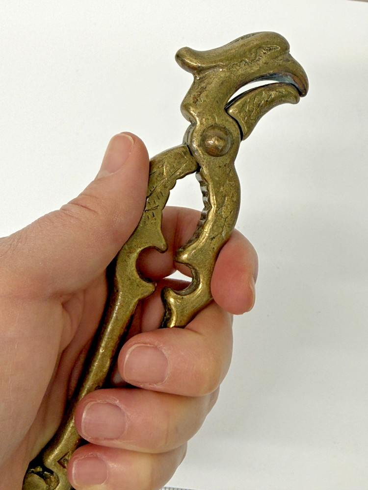 Vintage Heavy Solid Brass Eagle Head Nutcracker, Functional, Griffon, Gryphon