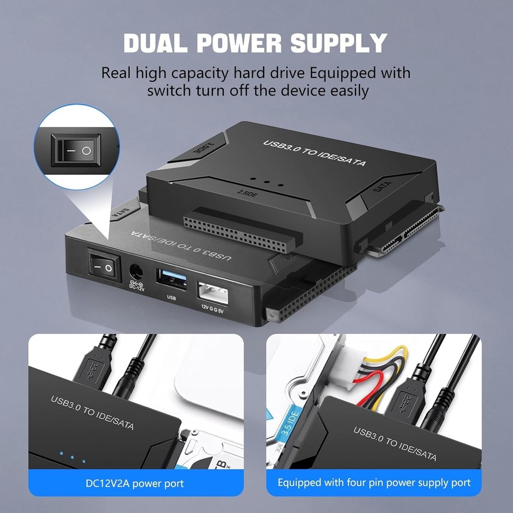 Hard Drive Reader USB 3.0 SATA IDE Adapter Multi-Device Data Recovery Kit