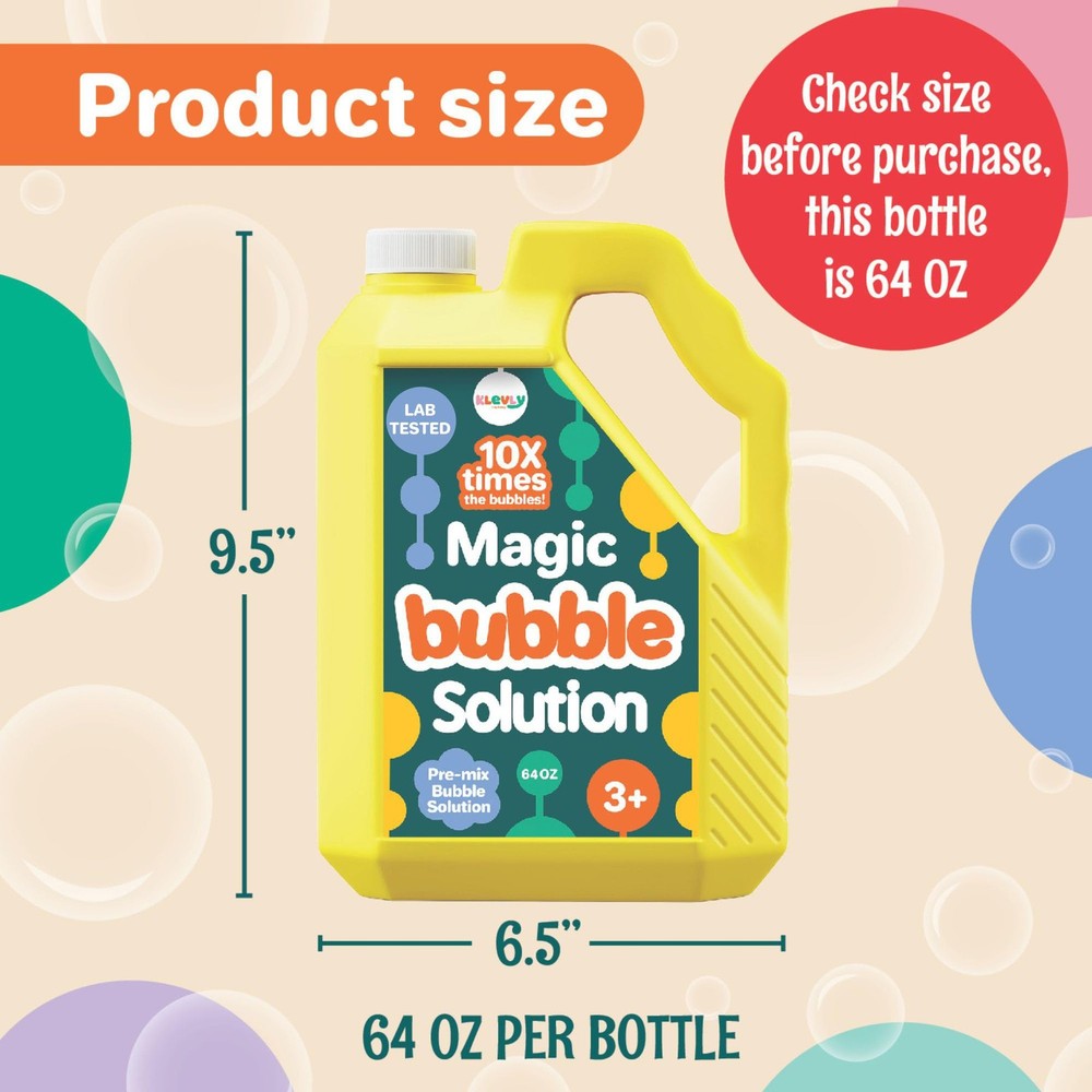 64 oz Iridescent Bubble Solution Refill | Non-Toxic Pre-Mix Bubble Refill Soluti