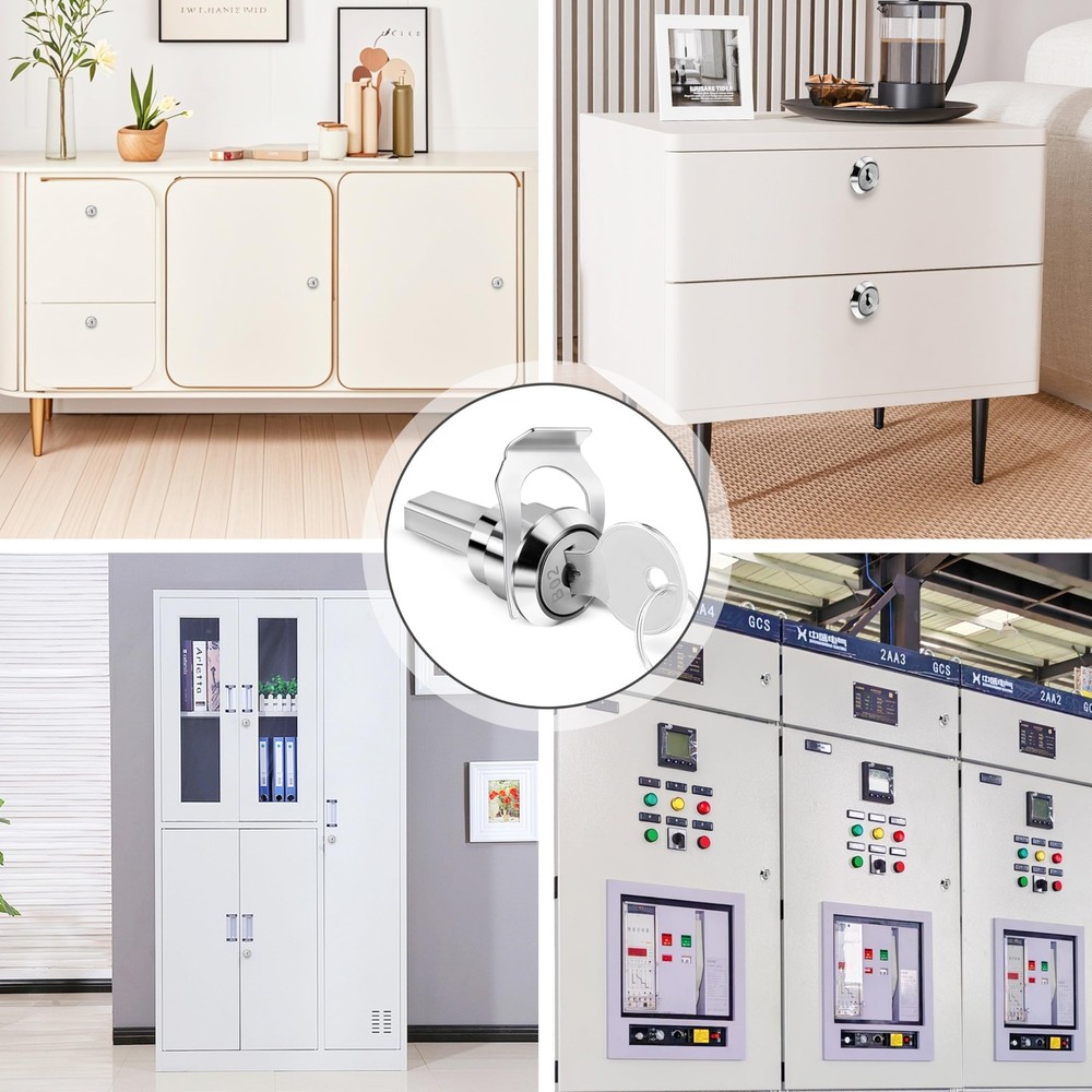 A Set Silver Universal Stainless Toolbox Locks with Keys, Silvery