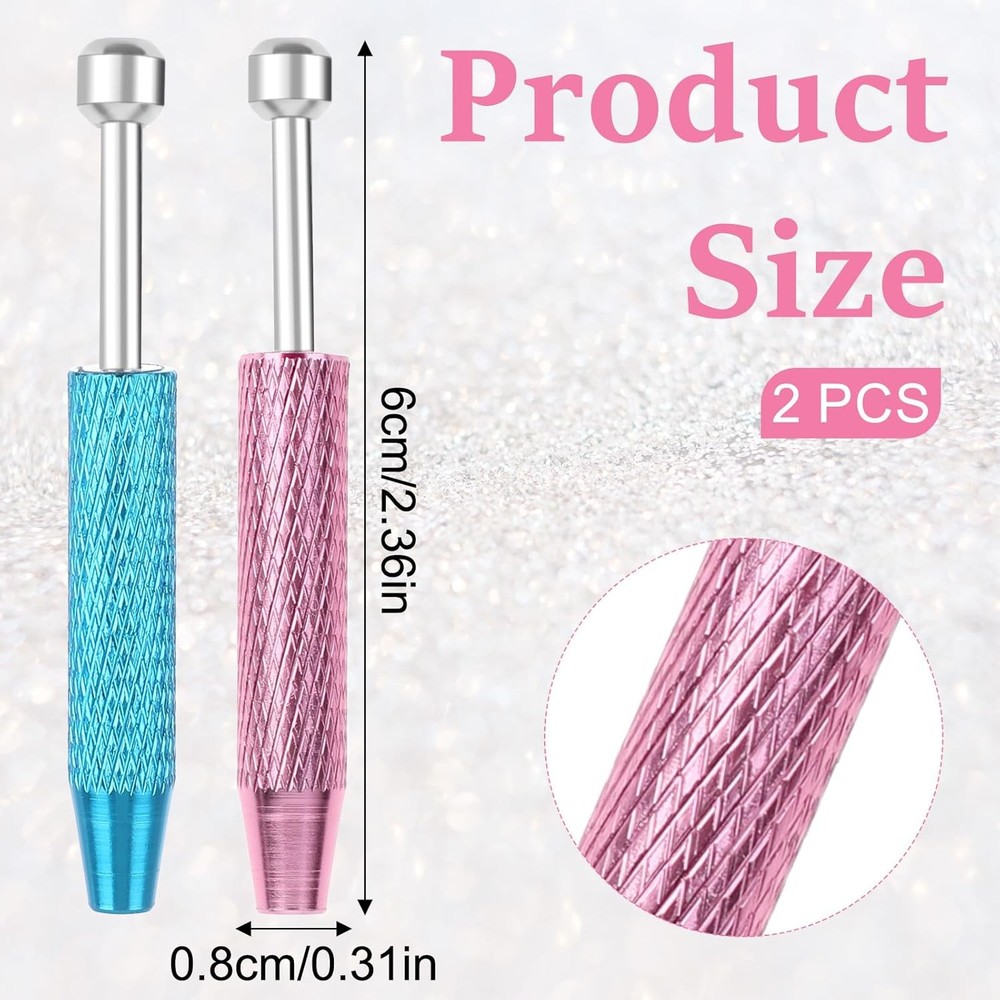 cobee 2 Pcs Piercing Ball Grabber Tool, Changing Tools Blue+Pink