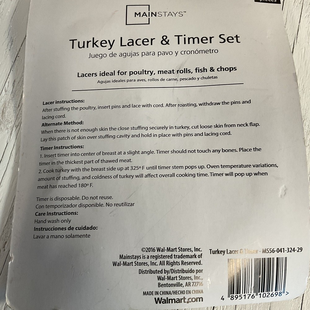 Mainstays Turkey Lacer & Timer Set 9 Pieces PreownedKitchenCom