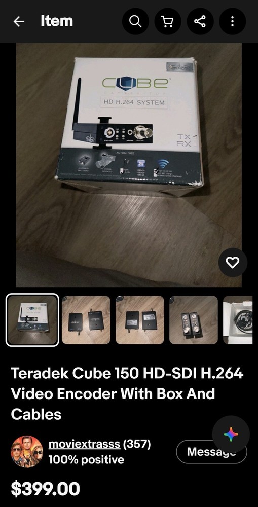 Teradek Cube 150 HD-SDI H.264 Video Encoder Wi-Fi Live Streaming Box Cables