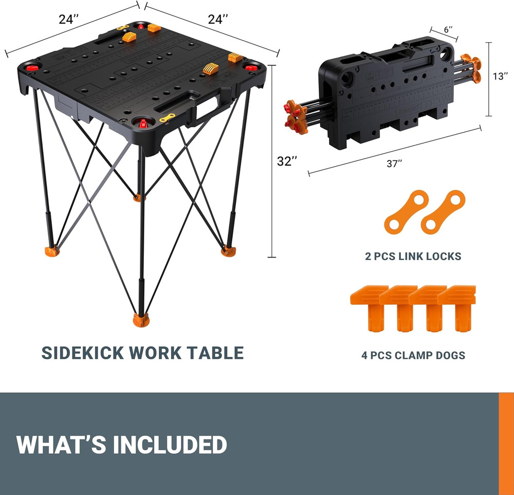 WX066 Sidekick Folding Work Table, All-In-One Work Bench