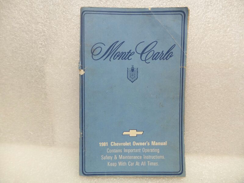1981 MONTE CARLO Owners Manual 16105
