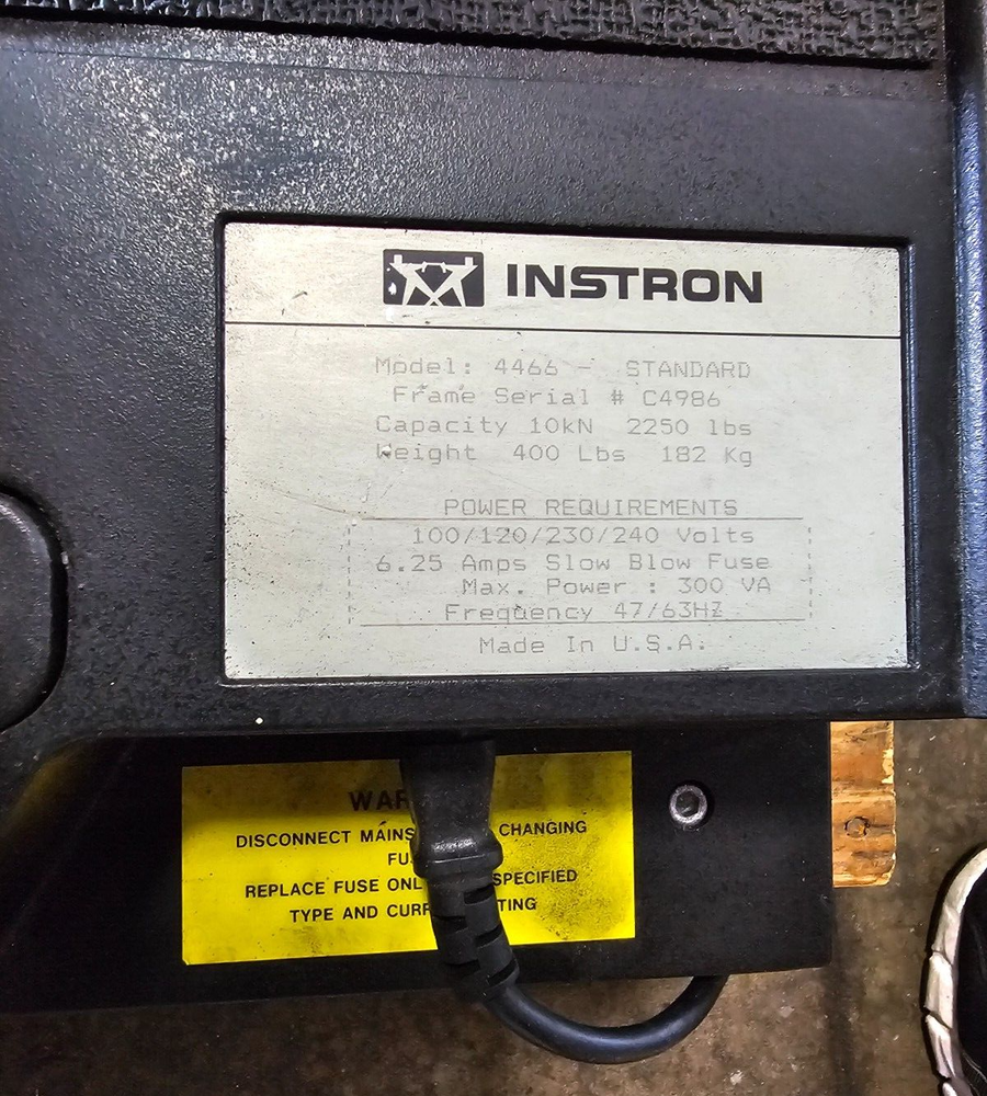 Instron 4466 Tensile Tester Compression 10KN/2250LB Capacity Load Frame