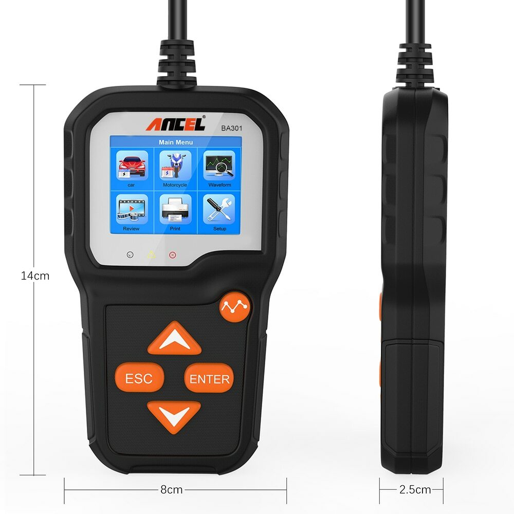 ANCEL BA101 Professional Battery Tester Digital Analyzer 12V 100-2000 CCA 220AH