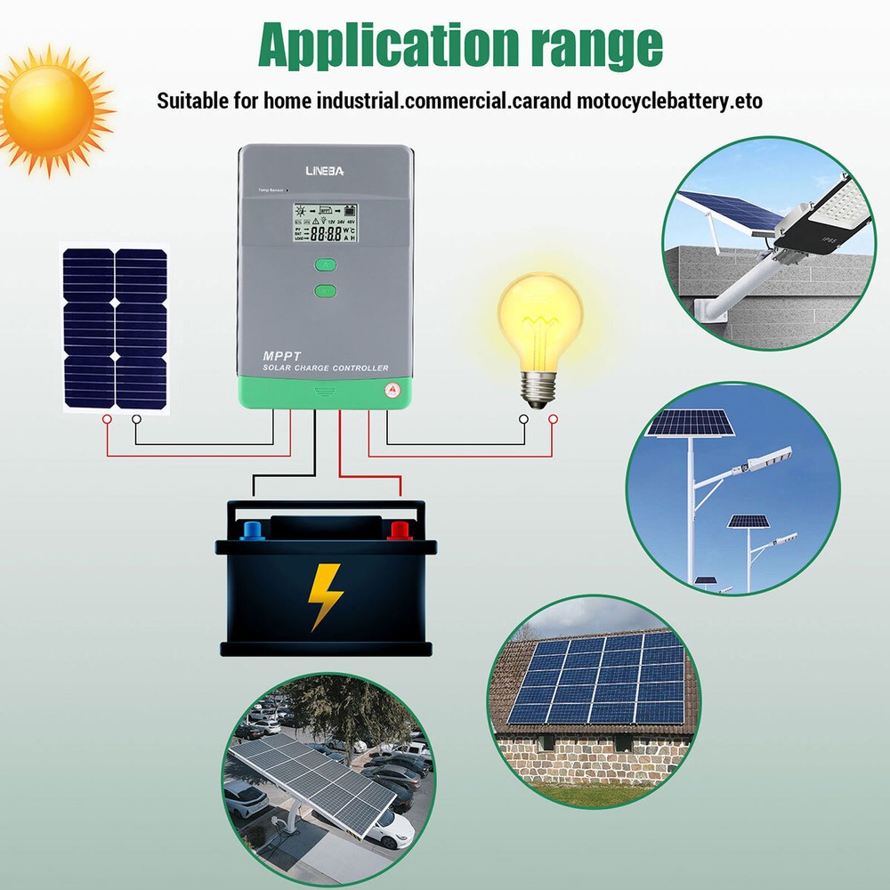 5200W 12/24/36/48V 30A~100A MPPT Solar Charge Controller Panel Battery Regulator