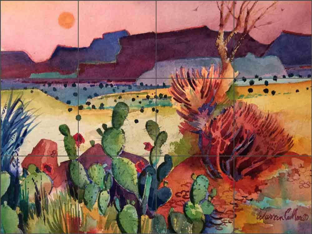 Southwest Backsplash Warren Cullar Landscape Art Ceramic Mural WC131