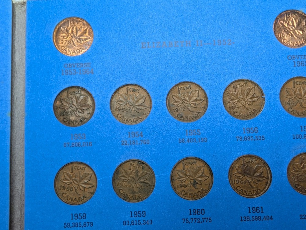 Partial Set Canada Small Cents 40 Coins Whitman Folder 260357