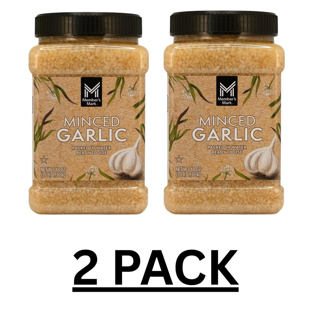 2 PACK - Member's Mark Minced Garlic,( 48 oz Each) Free Shipping