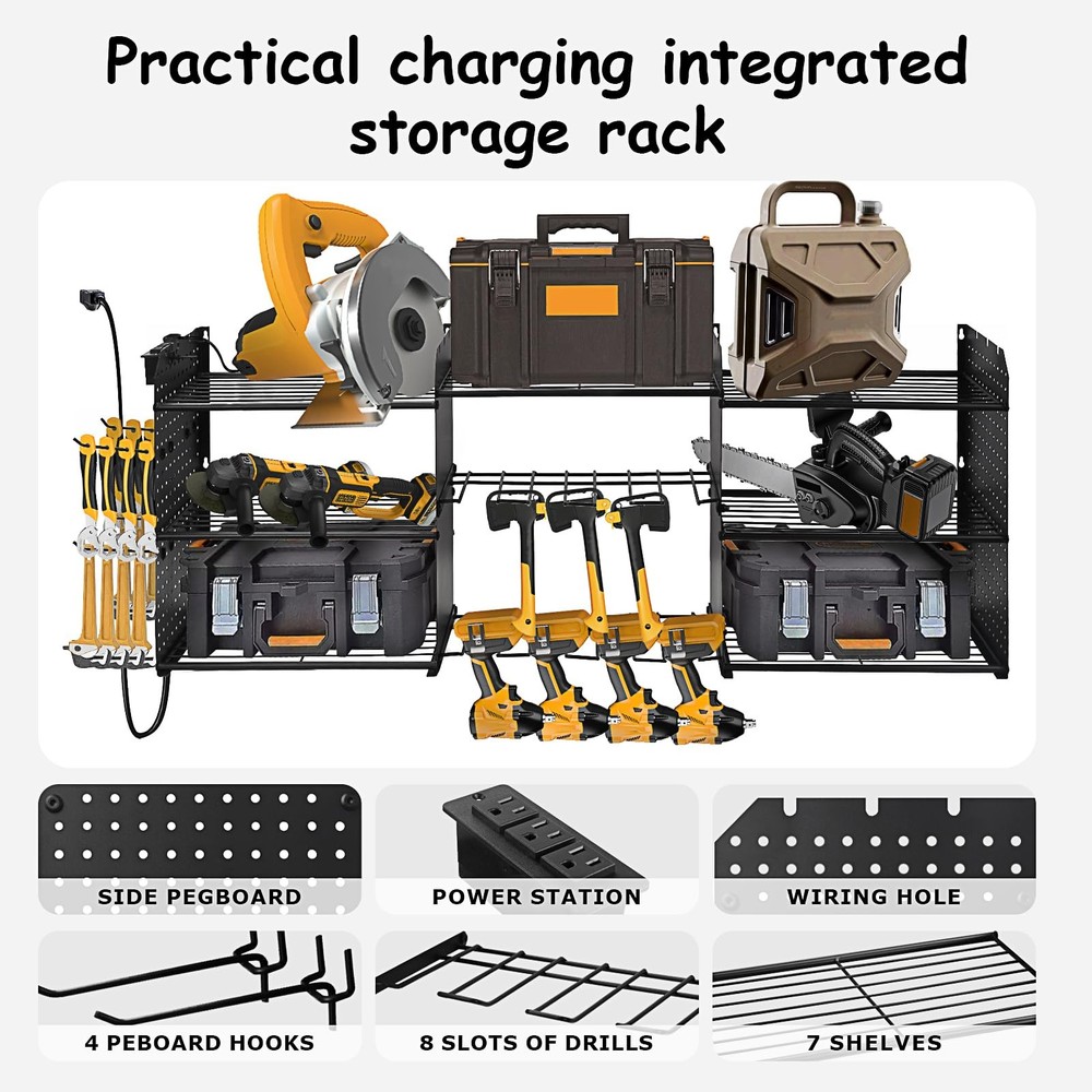 Gachiwar Power Tool Organizer Wall Mount, 3 Layer Tool Storage Rack, Drill Bi...
