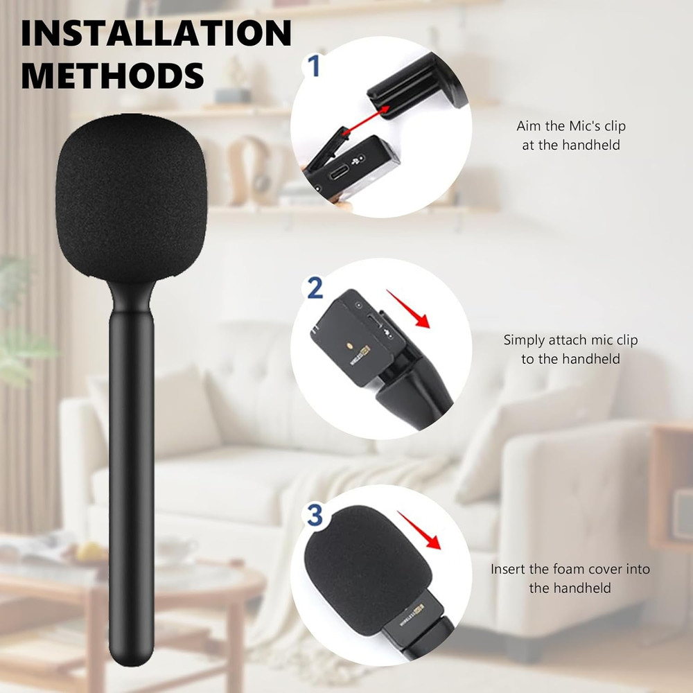Mic Handle for DJI Rode Microphone, Handheld Stand Holder for Wireless GO2, Inte