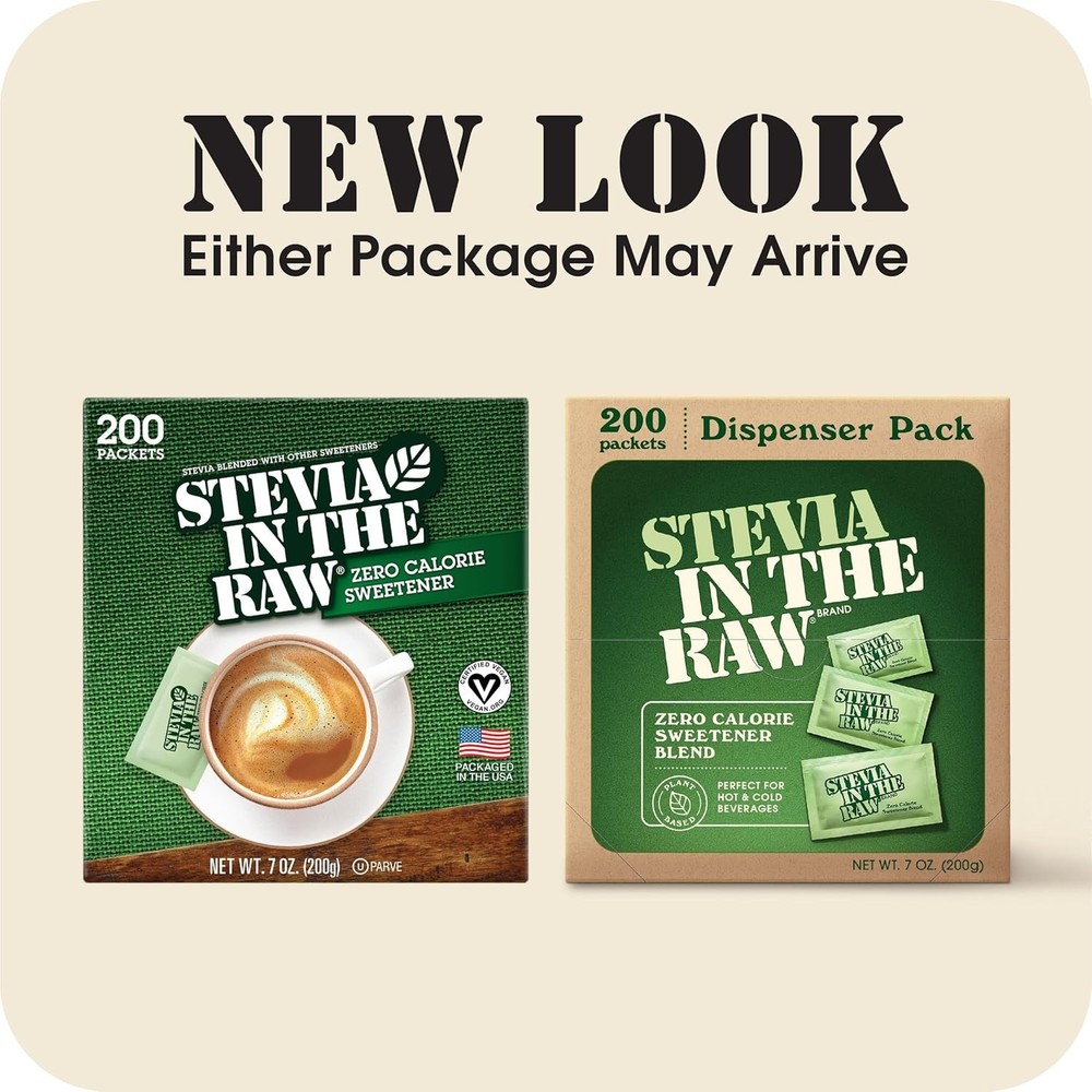 Natural Stevia Sugar Substitute Packets - 200 Count, Kosher & Erythritol-Free