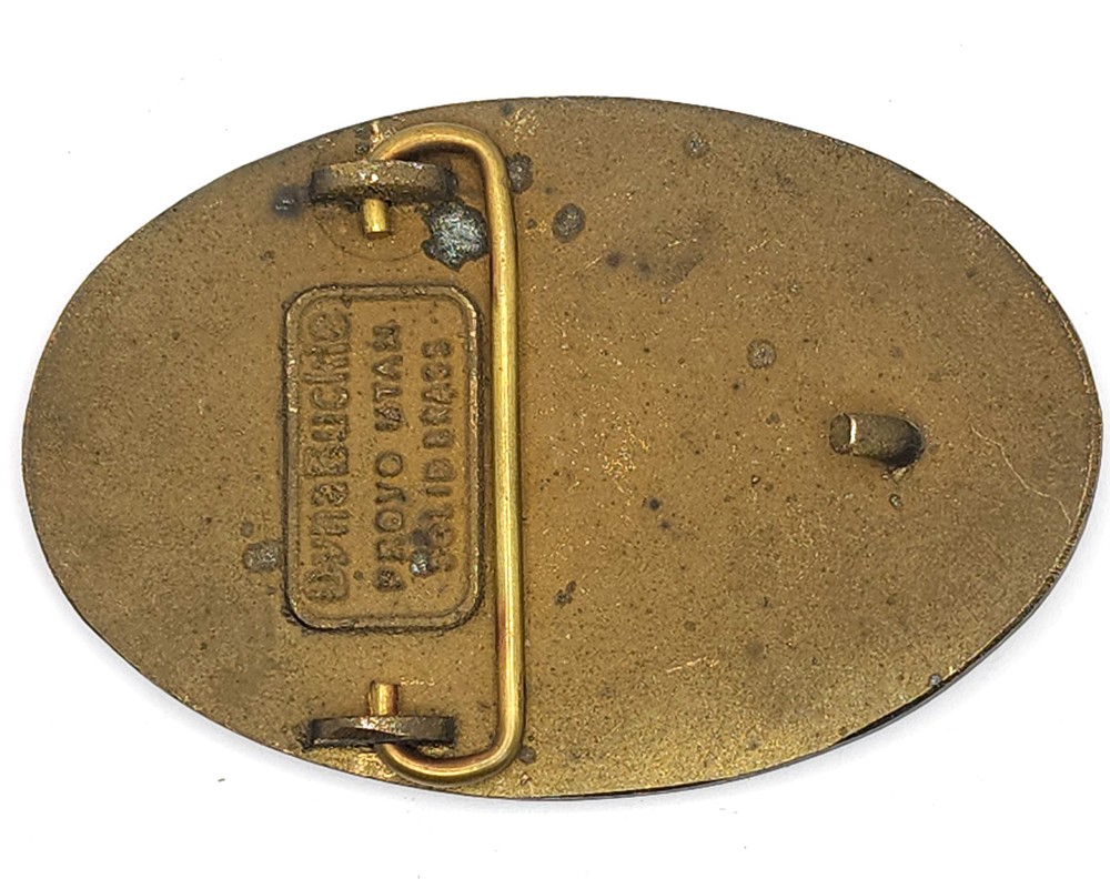 Vintage Rogers World Globe Logo Solid Brass Advertising Belt Buckle DynaBuckle