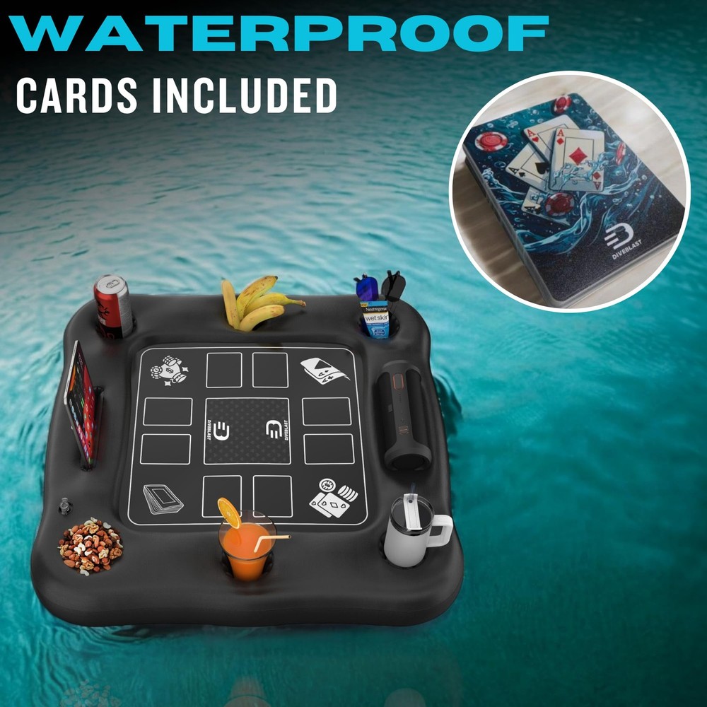 DIVEBLAST Floating Card Table for Pool with Waterproof Cards — Floating Game ...