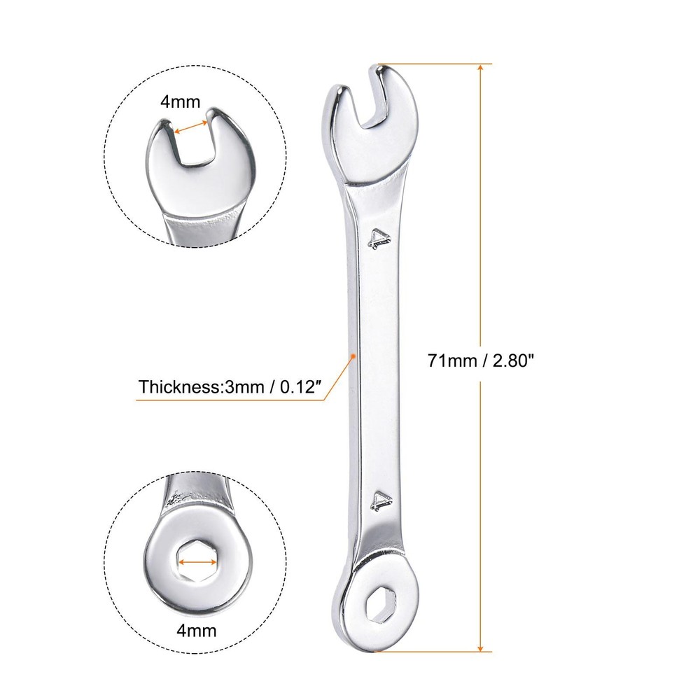 2pcs Thin Combination Wrench with Offset 6-Point End and Angled Open End