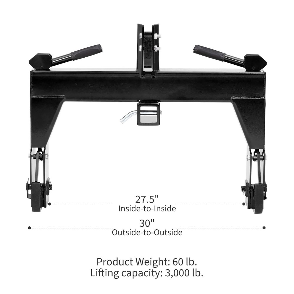 3-point Quick Hitch, 3,000 Lbs 2" Receiver Hitch With 5 Level Adjustable Bolt