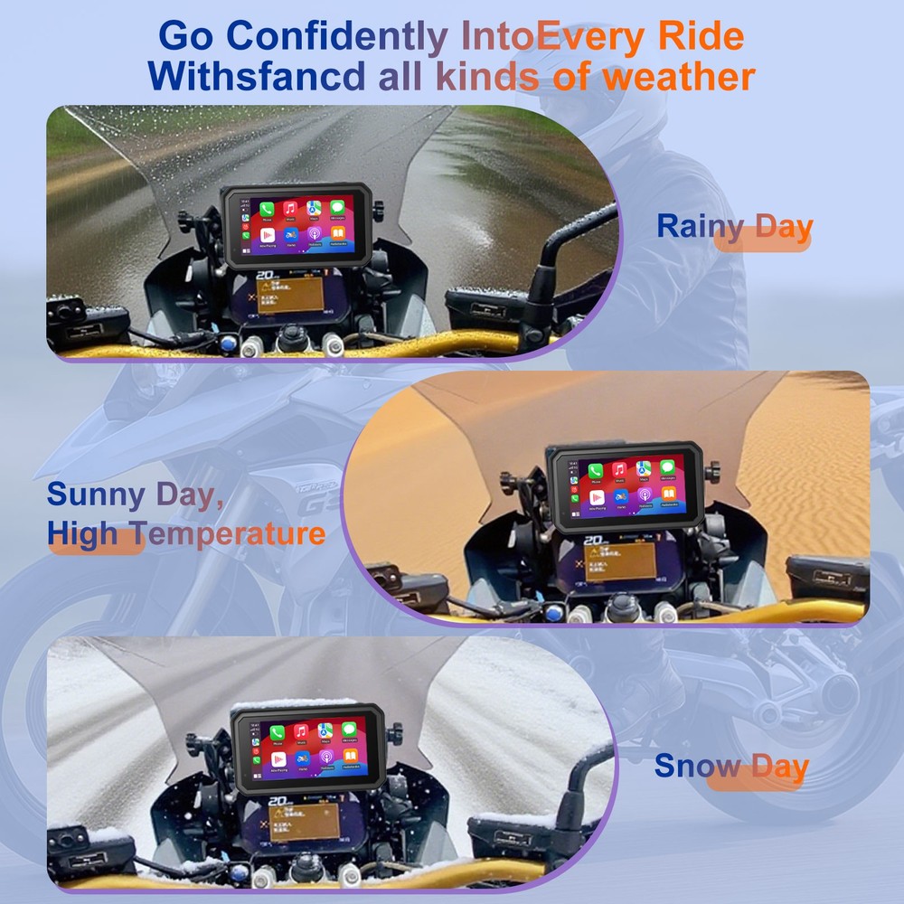 for BMW Motorcycle CarPlay & Android Auto Dual Bluetooth, 7" Waterproof Screen