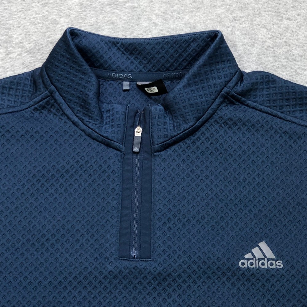 Adidas Pullover Men's Large Blue Quarter Zip Golf Performance Logo Athletic Fit