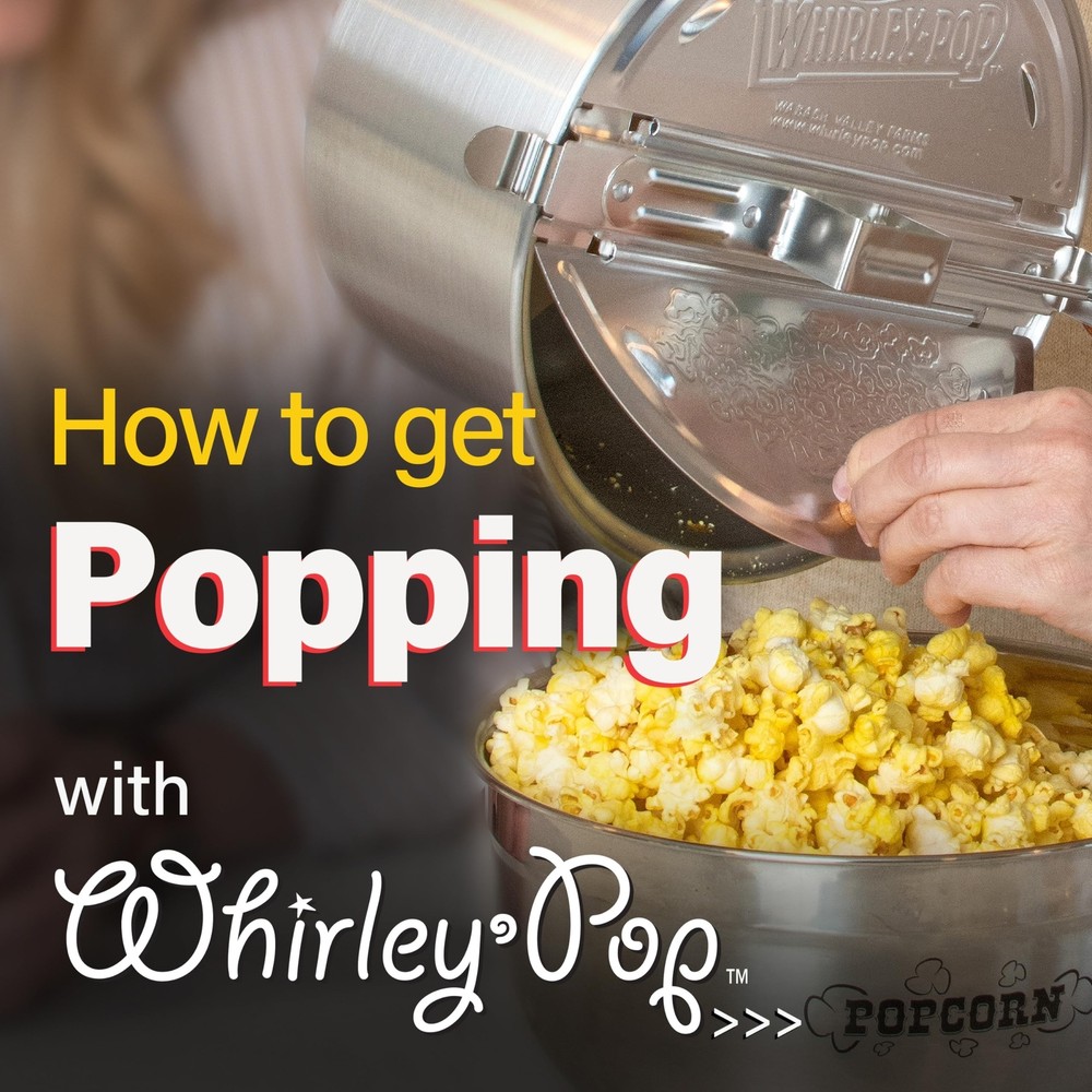 Original Whirley Pop Popcorn Maker - 6 Quart Culinary Popcorn Popper With One...