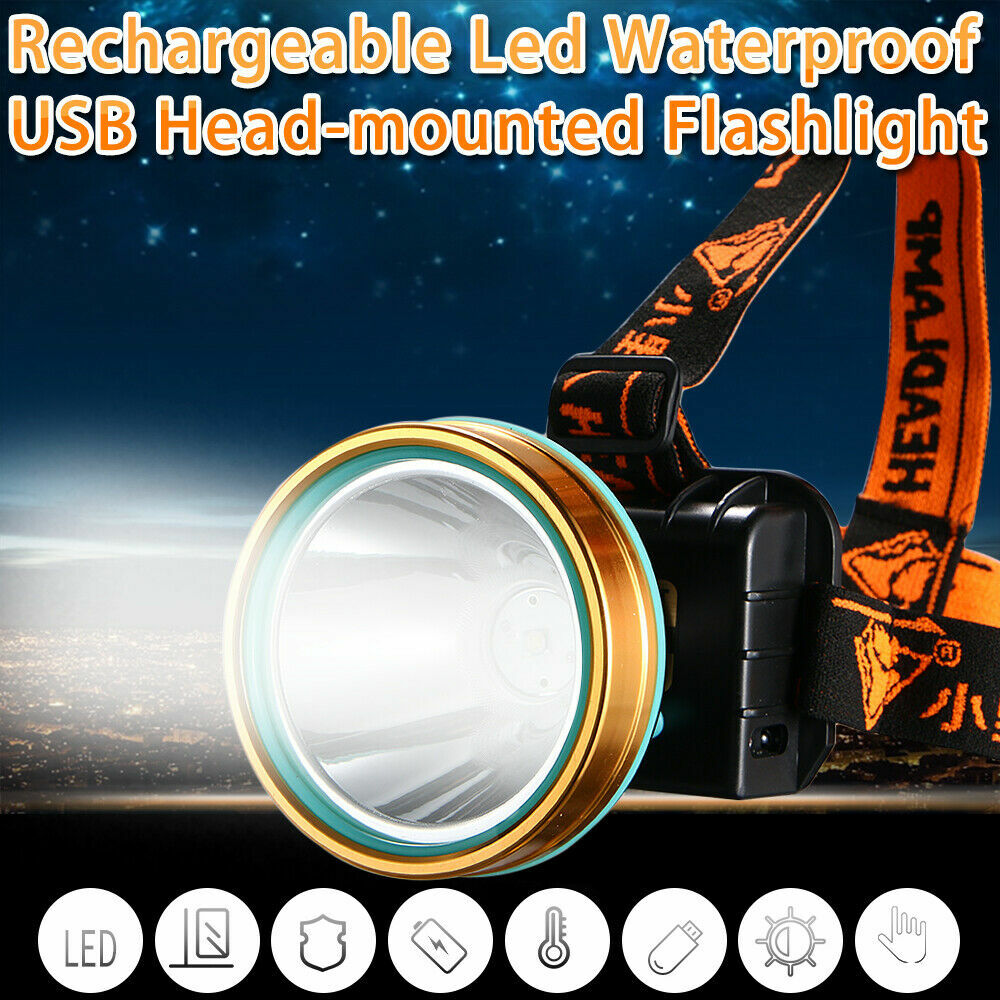 Led Headlight Head Lamp USB Rechargeable Torch Work Flashlight Hunting Light