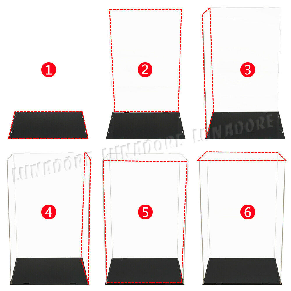 US 20.5" H Acrylic Plastic Display Box Perspex Showcase Dustproof Self-Install