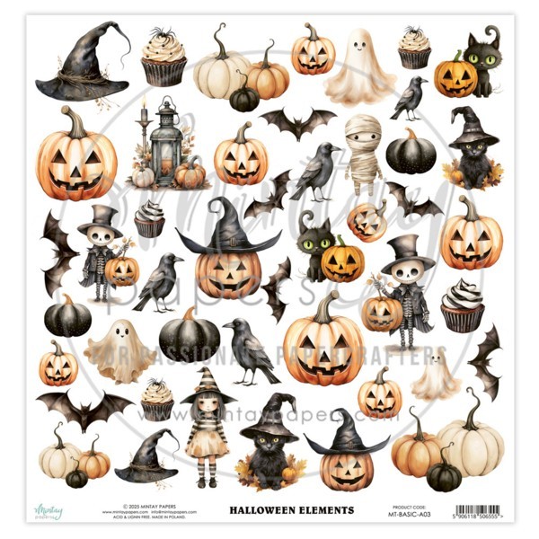 Mintay Basic - Elements - HALLOWEEN 12 x 12 Paper for Cutting out