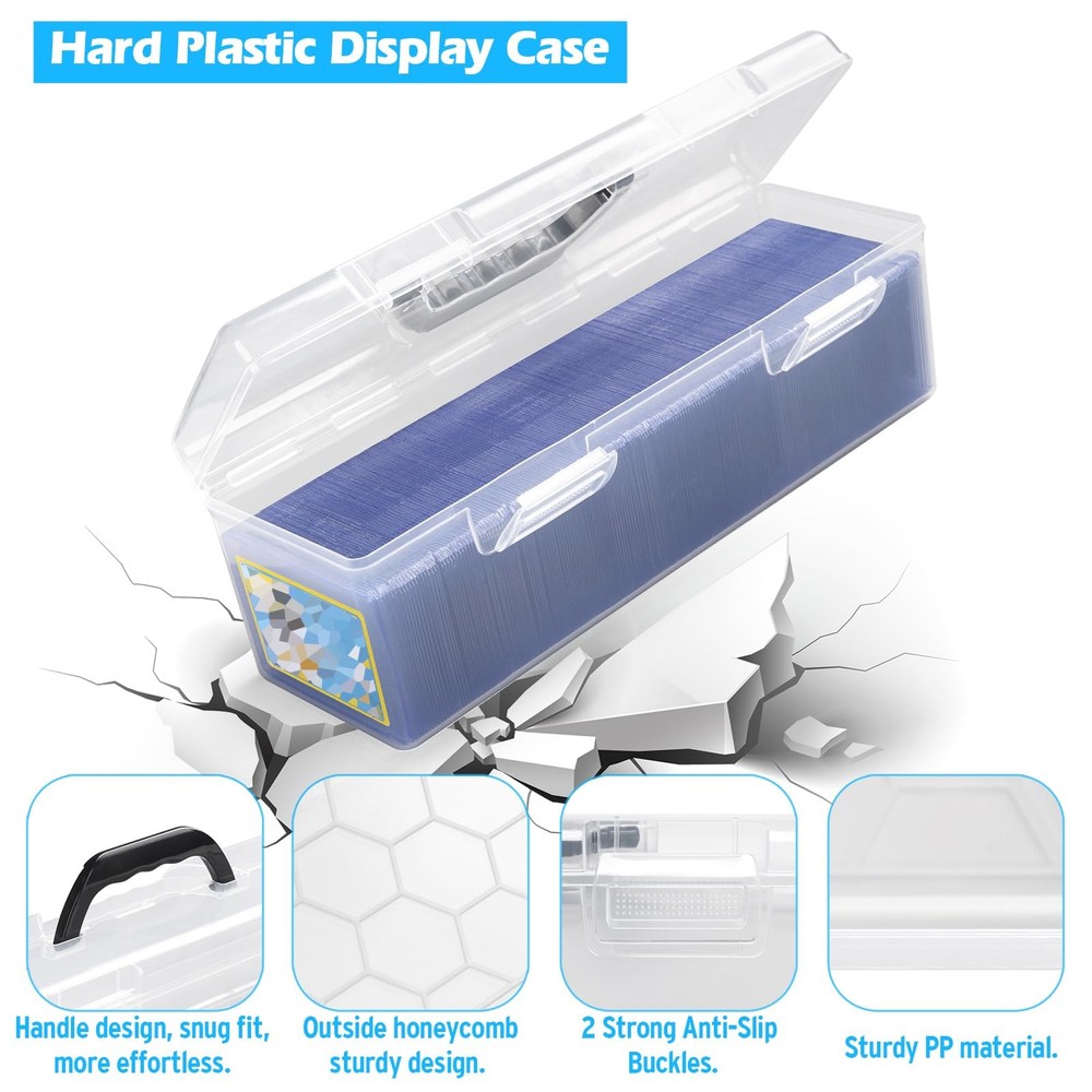 2 Pack Plastic Trading Card Storage Box Toploader Sports Card Case with Handle
