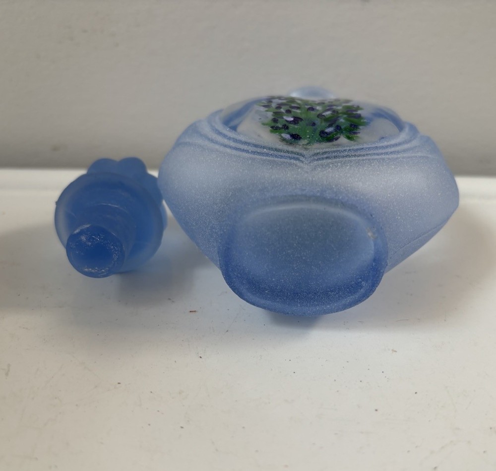 Blue Violets Glass Perfume Bottle