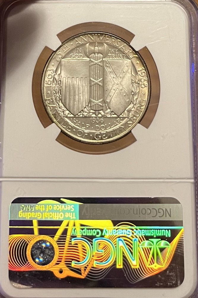 1936 NGC MS66 Gettysburg Commemorative Half Dollar