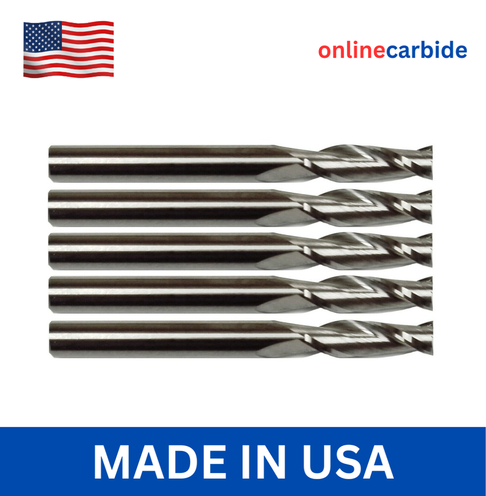 5 PCS 1/8" 2 FLUTE CARBIDE END MILL