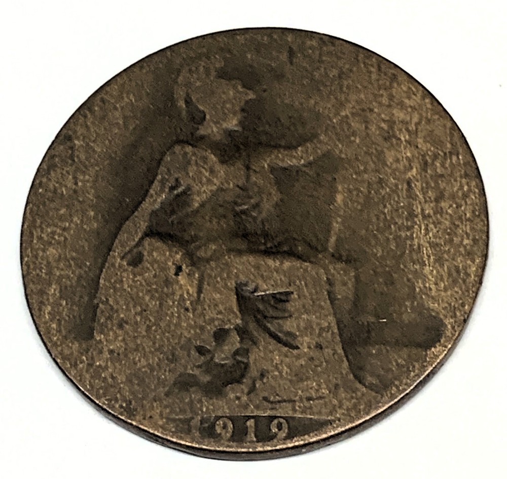 # C6365    GREAT BRITAIN     COIN,     HALF  PENNY    1919