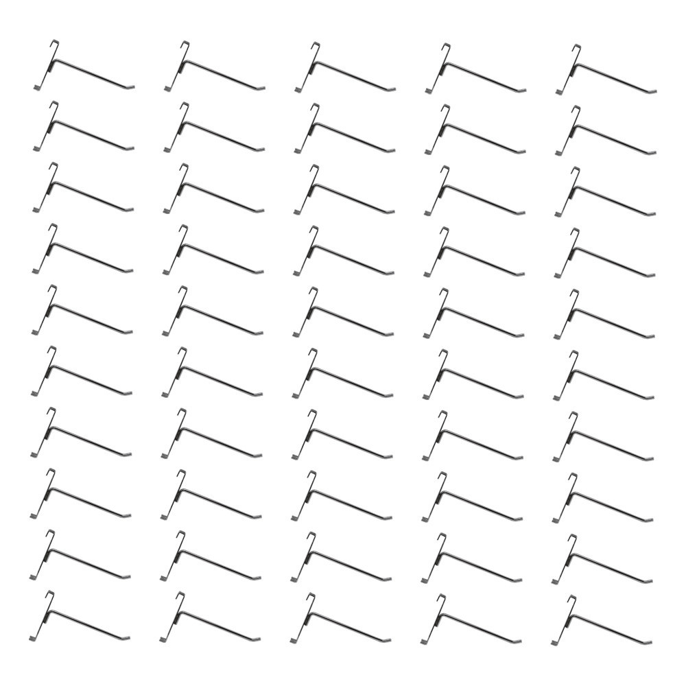 50 Pc Chrome 6" Long Gridwall Hooks Grid Panel Display Wire Metal Hanger Retail