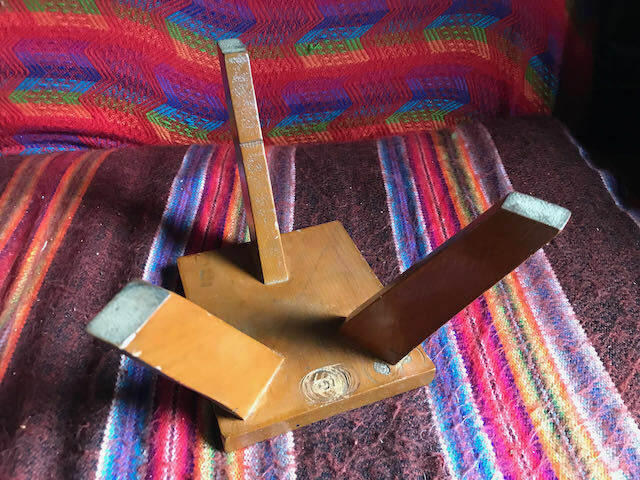 Three Legged Rectangle Wooden Stool As Is 6" x 7" x 7"