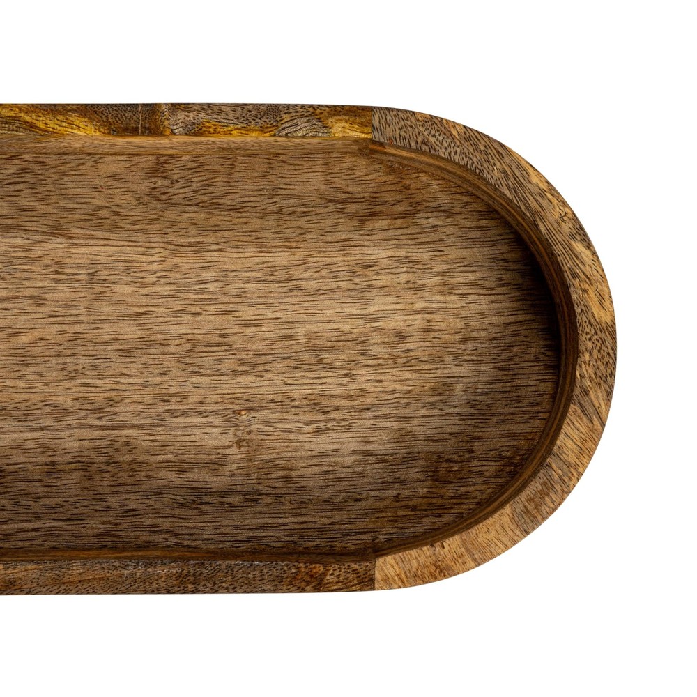 Creative Co-Op Mango Wood Footed Tray Natural Storage Serving 21.5" Oval