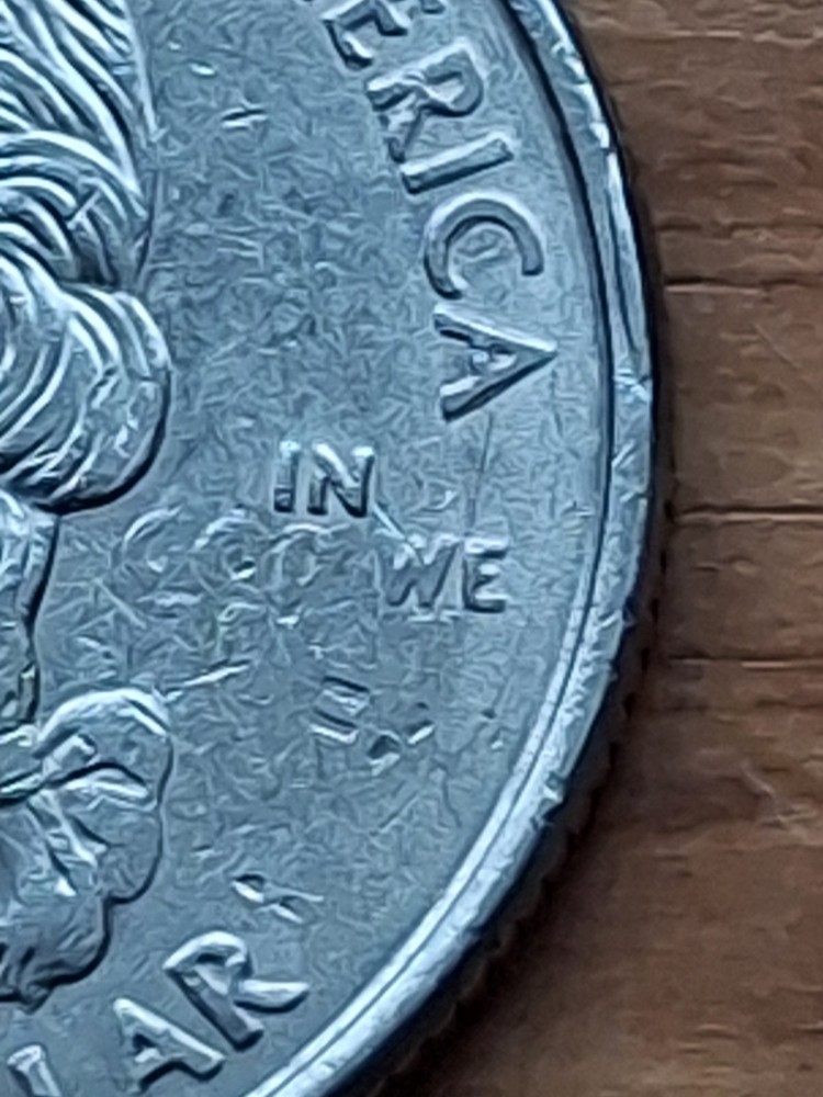 1999P CT State Quarter Large Obverse Strike Through Grease "God Trust P" error