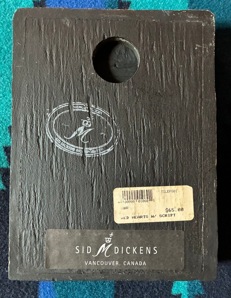 Rare Sid Dickens Memory Block tile PQ-01 "Red hearts with script" 1995 retired