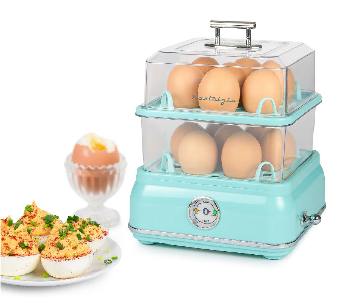 Retro Electric Egg Cooker 14 Egg Capacity Automatic Soft Medium Hard Boiled