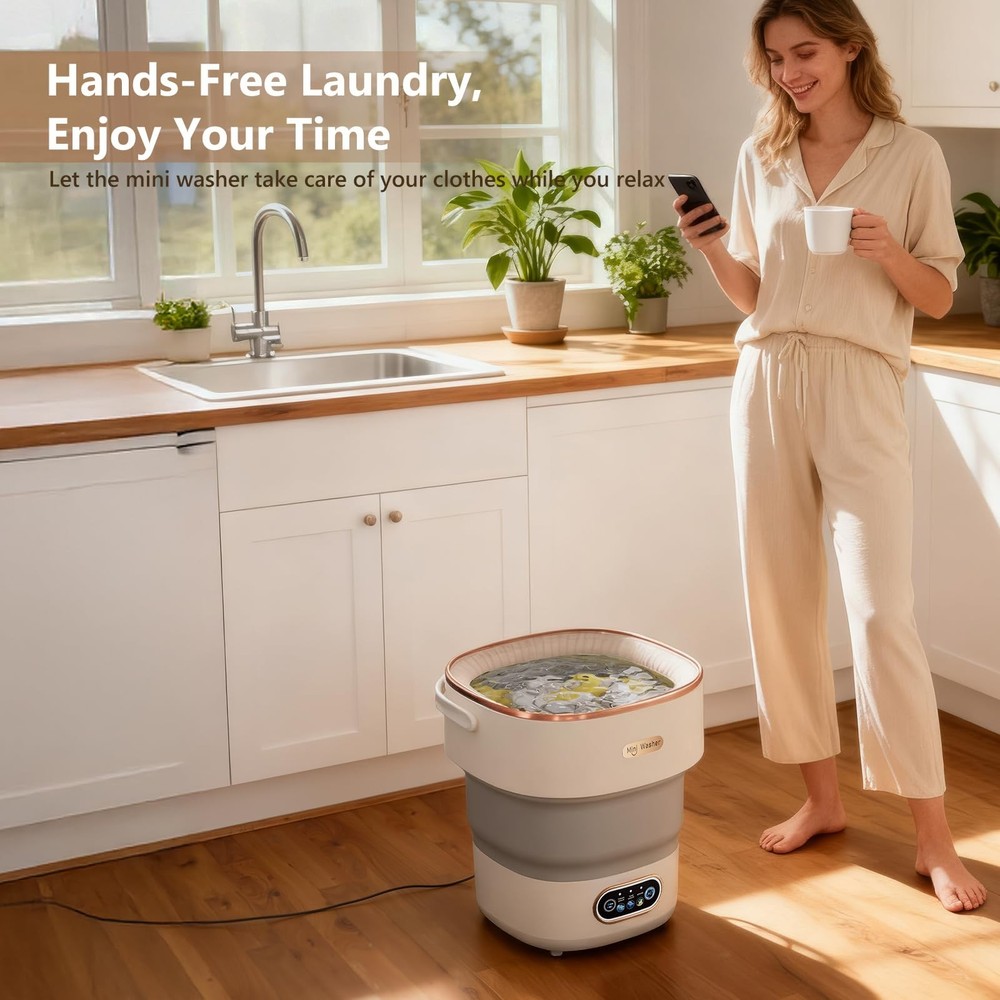 Mini Laundry Machine 16L — Foldable Portable Laundry Machine and Spinner for ...